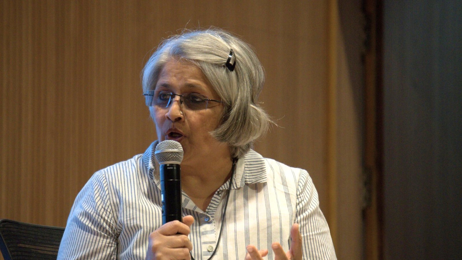 Mangal Karnad speaking at a panel discussion at PES University Brand Summit, about ethical branding and authentic storytelling.